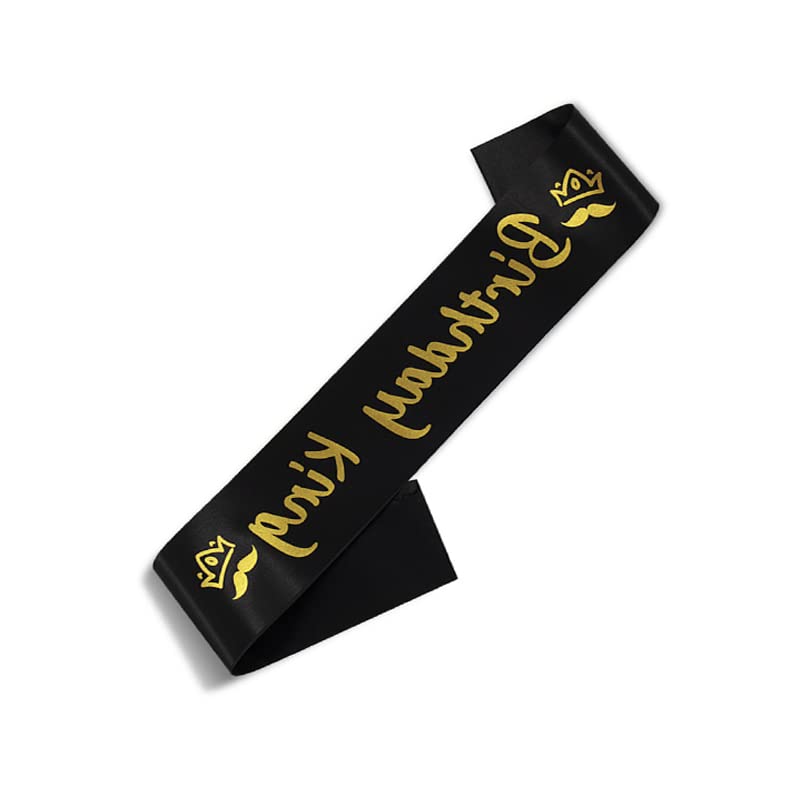 Écharpe D'Anniversaire 'Birthday King' Pour Homme - Noir Et Or - Accessoire De Fête