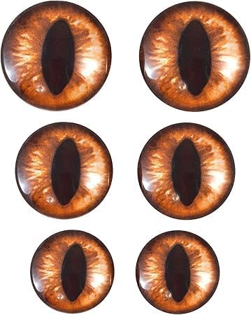 Megan's Beaded Designs Amber Cat Glass Eyes Bundle Small Meduim or Large Sizes 6mm to 30mm Jewelry Cabochons Art Fantasy Taxidermy Domed (Large: 20mm, 25mm, and 30mm)