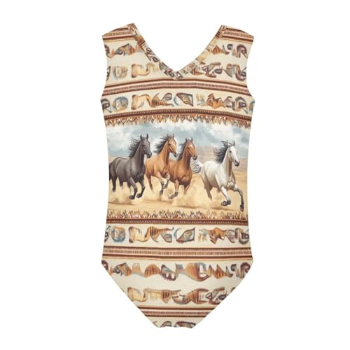 Image of Xpyiqun Swimsuits for Girls 3-14 V Neck Sleeveless Bathing Suit Summer Sport One Piece Swimwear Beach Swimming