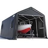 ADVANCE OUTDOOR 10X20 ft Carport Heavy Duty Outdoor Patio Portable Canopy Storage Shelter Shed with 2 Rolled up Zipper Doors & Vents for Snowmobile Garden Tools, Gray