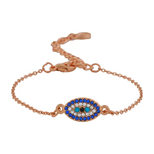 Estele Girls Non-Precious Metal Alloy 24 Kt Rose Gold Plated Evil Eye Link Bracelet (Gold) (B08D8QVTD9) Amazon Price History, Amazon Price Tracker