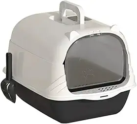 Caixa de Areia Sanitbox para Gatos, Banheiro Fechado com Porta, Inclui Pá Higiênica (Preto)