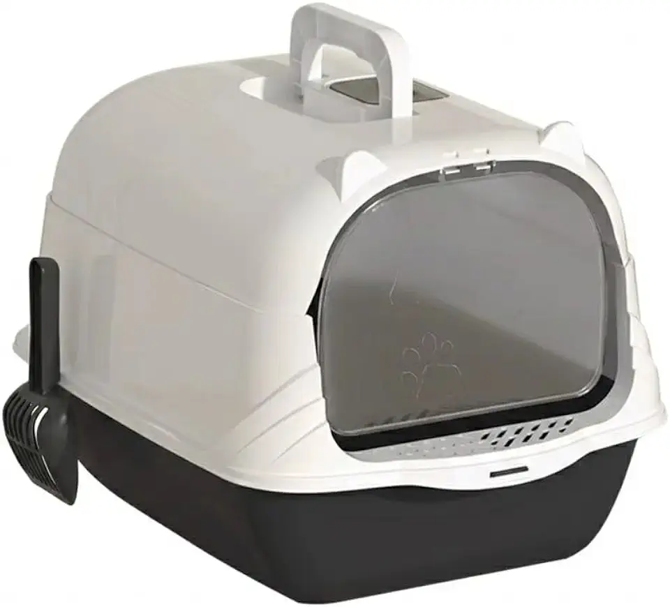 Caixa de Areia Sanitbox para Gatos, Banheiro Fechado com Porta, Inclui Pá Higiênica (Preto)