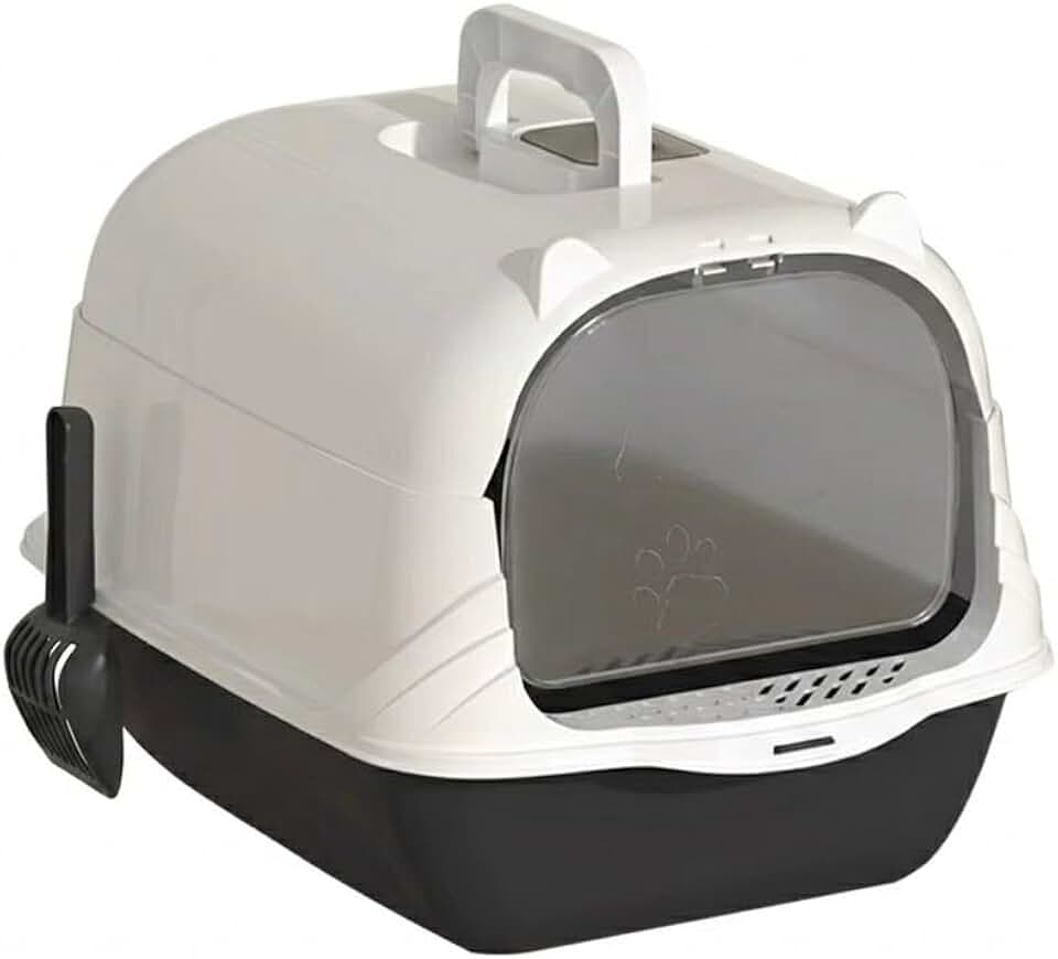 Caixa de Areia Sanitbox para Gatos, Banheiro Fechado com Porta, Inclui Pá Higiênica (Preto)