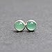 Kathy Bankston Handmade Chrysoprase Gemstone Stud Earrings for Women and Girls, 4mm Round Bezel 925 Sterling Silver