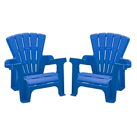 American Plastic Toys Kidsâ€™ Adirondack (Pack of 2), Outdoor, Indoor, Beach, Backyard, Lawn, Stackable Lightweight, Portable, Wide Armrests, Comfortable Lounge Chairs for Children, Blue (2pk)