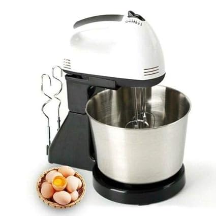 Praxon Automatic 2 in 1 Twin Hand and Stand Mixer, Electric Cake Dough Mixer with 7 Speed Includes 2 Litre Stainless Steel Bowl, 2 Beaters,2 Dough Hooks