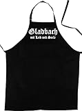 ShirtShop-Saar Gladbach mit Leib und Seele; Städte Schürze (Latzschürze - Grillen, Kochen, Berufsbekleidung, Kochschürze), schwarz
