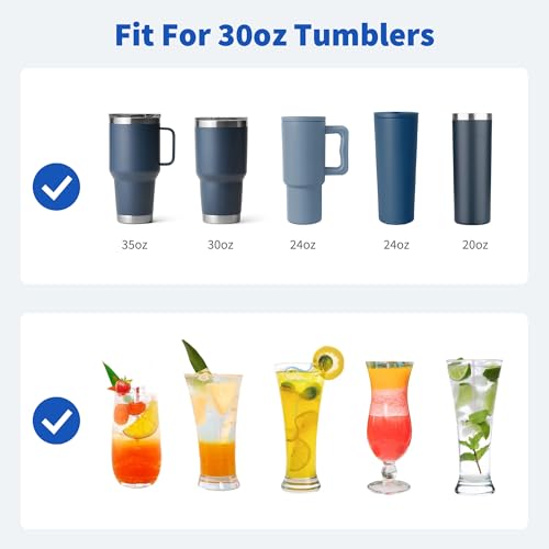 Image of Metal Straws for 30 oz Yeti Tumbler, 5 Pcs Reusable Stainless Steel Straws with Silicone Tip for BJPKPK, RTIC, WETOWETO, Beast 30 oz Tumbler, Cleaning Brush, 1 Portable Bag