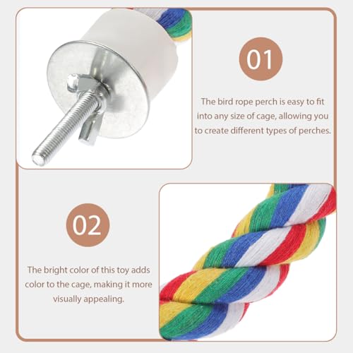 Image of POPETPOP 41.3 Inch Parrot Colorful Cotton Bendable Rope, Swing Bird Chew Toys, Parrots Cage Rope Toys, Bird Climbing Standing Toys for Small Medium Birds