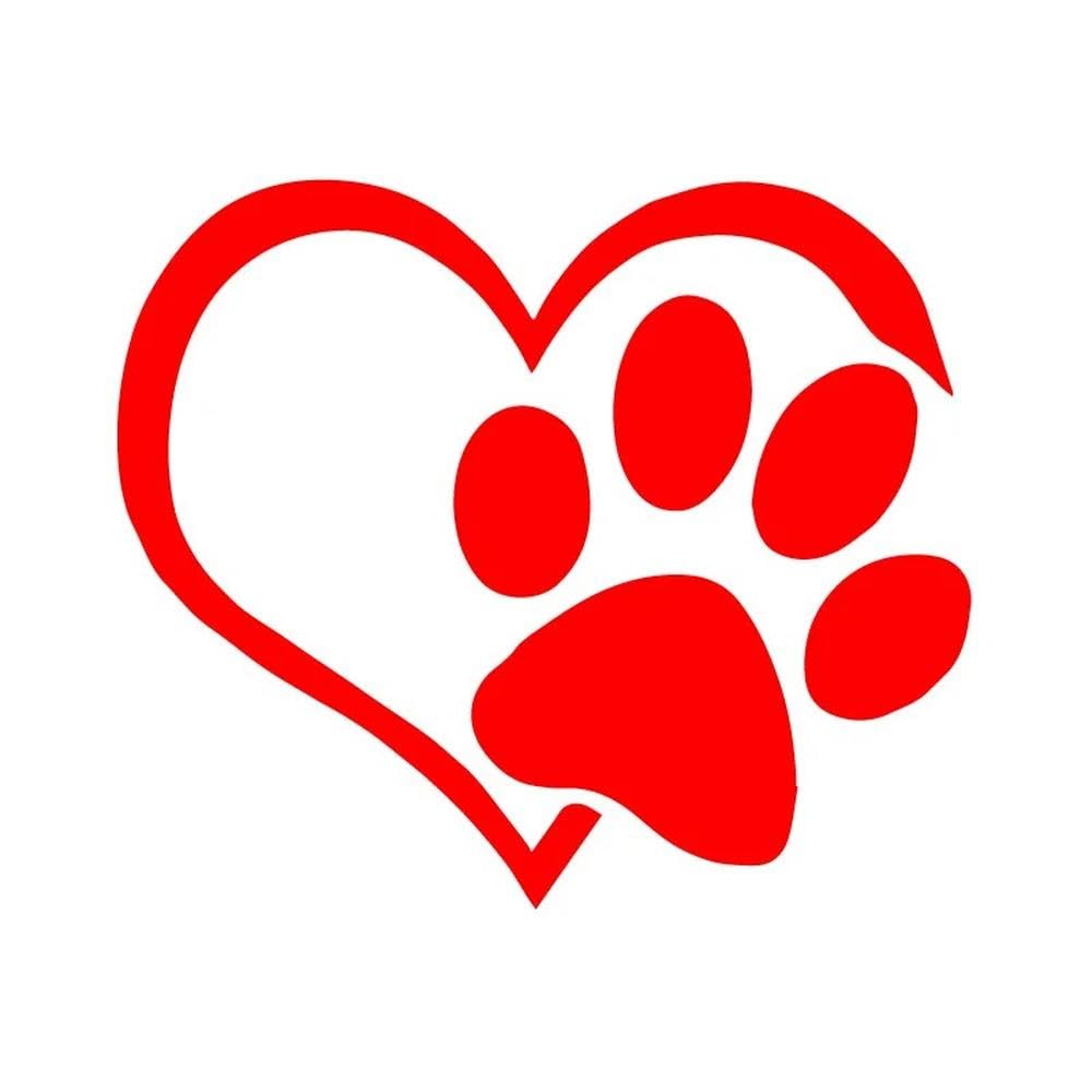 Auto Accessory Dog's Paw Hearts Sticker Car Body Window Bumper Vinyl Decal(Red,L)