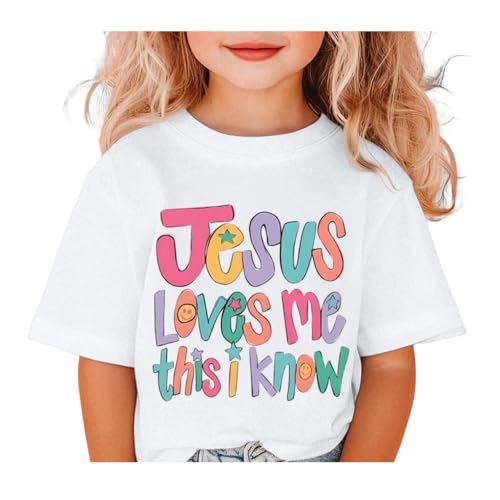 BINTEHGS Jesus Shirts for Kids Christian Graphic Tees for Girls Religious God Tshirts Inspirational Bible Verse Cute T-Shirts