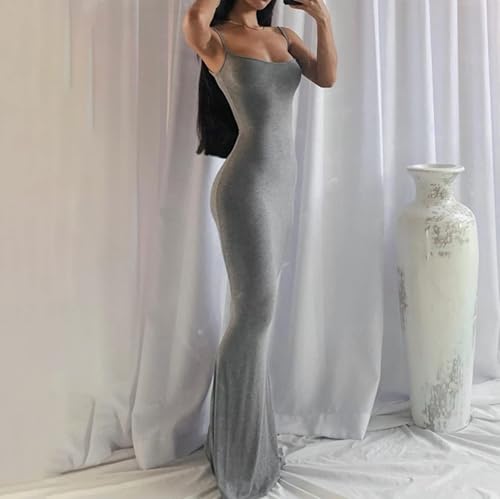 Image of Women Backless Maxi Dress Sexy Spaghetti Straps Long Bodycon Cocktail Party Dresses