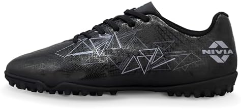 Nivia Carbonite 7.0 Turf Shoes for Men Rubber Studs with PVC Synthetic Leather Upper, Die Cut Light Weight Insole, Ideal for Hard Surfaces Artificial Turf Surfaces