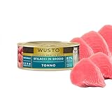 Wusto Brühe für erwachsene Katzen – komplettes und ausgewogenes Nassfutter, zarte Filets in Brühe, hohe Anfälligkeit, natürliche Ernährung von Wusto (85 g) (Thunfisch)