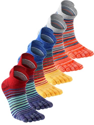 Fourluoo 3/6 Pairs Cotton Toe Socks for Women Men 3 Pairs Multicolor 5-9