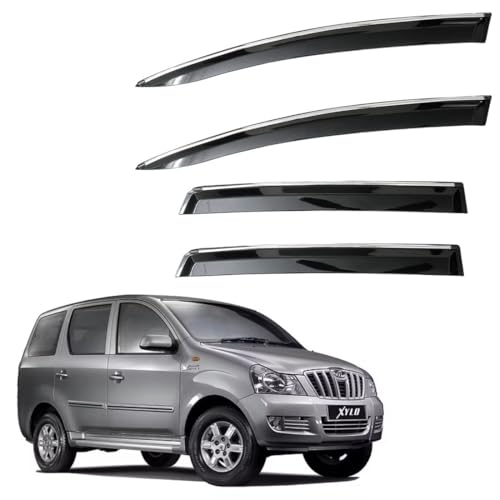 Image of CAR SAAZ Non-Breakable Smoke Door Visor for Xylo (2009-2019)| Sun, Rain Wind Deflector | Strip Side Door Rain Visor - Set of 4 Pcs
