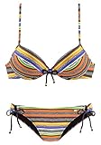  bruno banani Damen Push Up Bikini (Schwarz-orange, 36 / B)