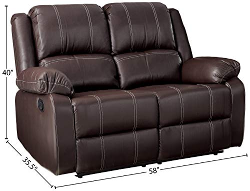 Acme Furniture Zuriel Brown Faux Leather Reclining Loveseat #TOP4