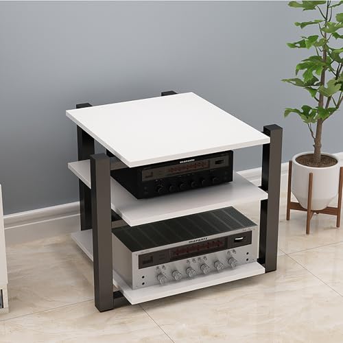 Meuble Tour multimédia blanc au design épuré pour composants audio d'exception