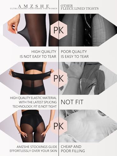 Image of Ultra Strong Pantyhose for Women, Control Top Sheer Tights for Women with Reinforced Toes, Medium, Dark Nude