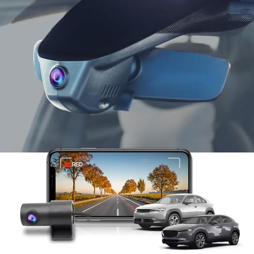Fitcamx Front 4K+Rear 1080P Dash Cam Adapts for Mazda CX-30 2020-2023 & MX-30 EV 2022-2023 Select Premium Turbo Carbon(Has Sunroof), OEM Look, Dual Loop Recording, WiFi&APP, Parking Sensor, 128GB Card