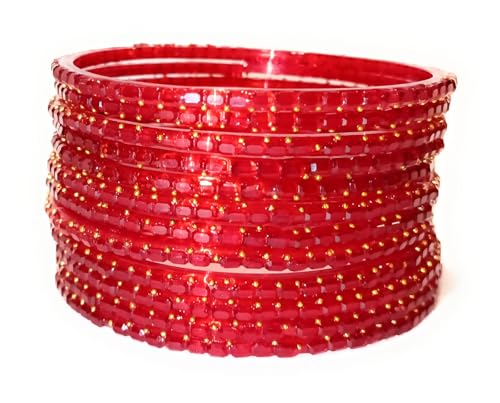 KAMAK Plain and Glossy Finished CUBE Raindrop Glass Bangle Set For Women and Girls - Pack of 12