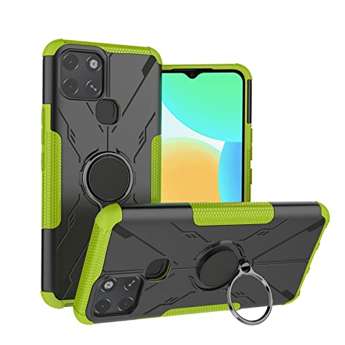 BeyondTop Silicone Case for Infinix Smart 6, Infinix Smart 6 Metal Ring Support [Compatible Magnetic Car Mount], Silicone TPU + Hard PC Case Suitable for Infinix Smart 6-Green