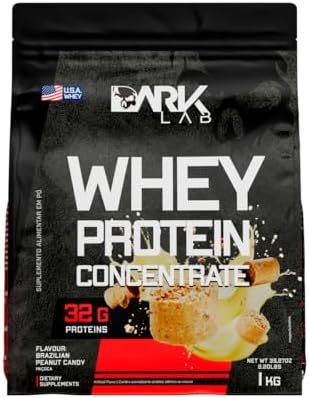 Whey Protein Concentrado Dark Lab, 1kg, Paçoca, Ganho de Massa Mu...