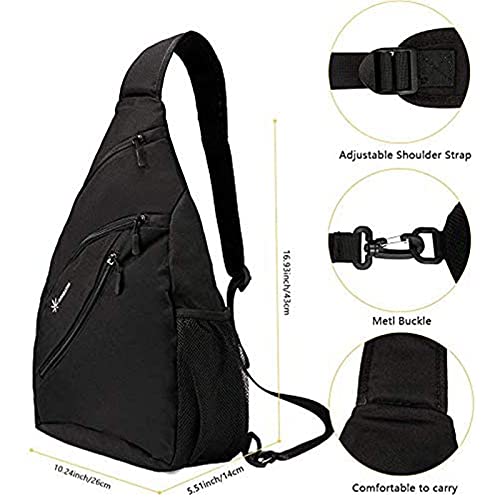 SUNSEATON Sling Bag, Sling Rucksack Wasserdicht, Gym Crossbody Bag, Schulterrucksack für Outdoor Wandern Camping (Schwarz)