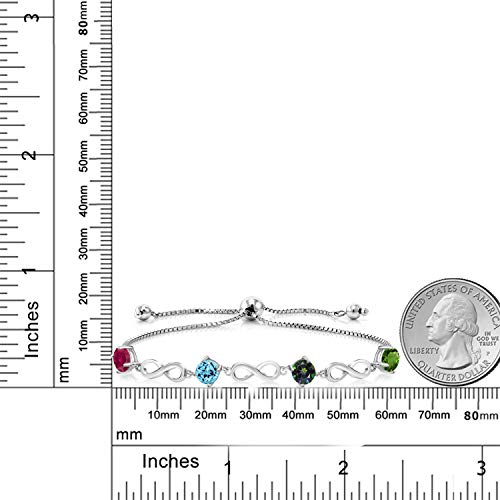 Gem Stone King 925 Sterling Silver Customized and Personalized Engraved Custom 4-Stone Gemstone Birthstone Keren Hanan Adjustable Infinity Tennis Bracelet For Women3