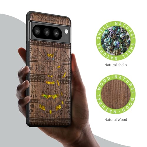 Coque Pixel 8 Pro bois gravé et incrustation nacre protection originale
