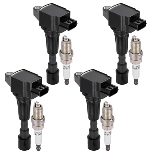 Image of BDFHYK 4 Ignition Coil Pack UF655 and 4 Iridium Spark Plug 7090 Compatible with Mazda 2 2011-2014 1.5L L4 Coil for ZJ20-18-100A 48754 C1790
