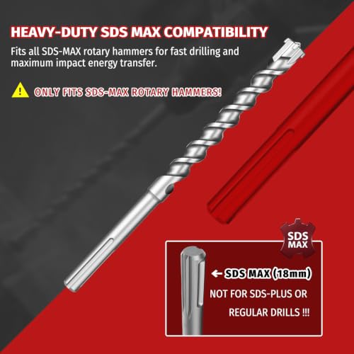 Keewaki 7/8" x 13" SDS Max Hammer Drill Bit, 4-Cutter Concrete Masonry by Keewaki - Used condition - Image 2