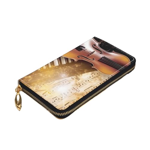 Piano Violin Music Notes Women Wallets Leather Zip Around Clutch Purses Waterproof Credit Card Holder With Phone Holder Ladies Travel Coin Purse3