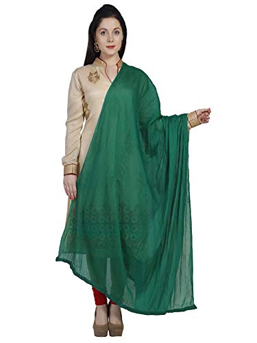 Écharpe Dupatta en coton vert foncé XL pour femme, grand foulard uni