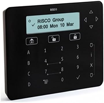 Risco Rokkonet Touch Elegant Keypad, black, showing display and numeric/function buttons.