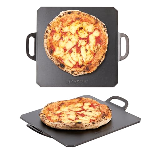 ROCKSHEAT 12 Inch Square Pizza Steel, Premium Carbon Steel Baking Plate for Perfectly Crispy Pizzas and Breads, Dual Handles, Ideal for Home and Commercial Use