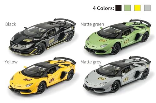 Image of 1:24 Big Size Lamborgini SVJ63 Scale Model Car - Exclusive Alloy Metal Pull Back Die Cast Car Toy with Openable Doors, Light & Music - Best Gifts for Kids【Colors as Per Stock】