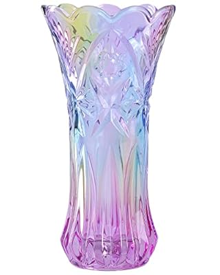 WHJY 9 inch Crystal Glass Colorful Vase for Centerpieces,Smoking, Flower Arrangements,Home Decor,Wedding or Gift Phoenix Tail Shape Thickened and Heavy
