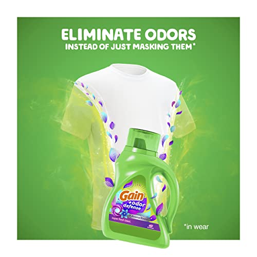 Gain + Odor Defense Liquid Laundry Detergent, Super Fresh Blast Scent, 107 Loads, HE Compatible Washing Soap (Packaging May Vary) (Pack of 2) - image 4