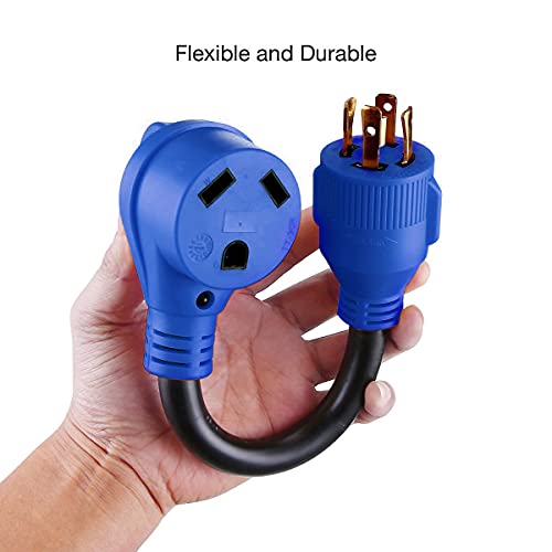 image for Miady 30AMP Male 4-Prong Locking Plug to 30 AMP Female 12 Inch RV Gene