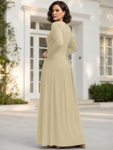 Image of KOH KOH Womens Long Sleeve Empire Cocktail Elegant Evening Versatile Maxi Dress
