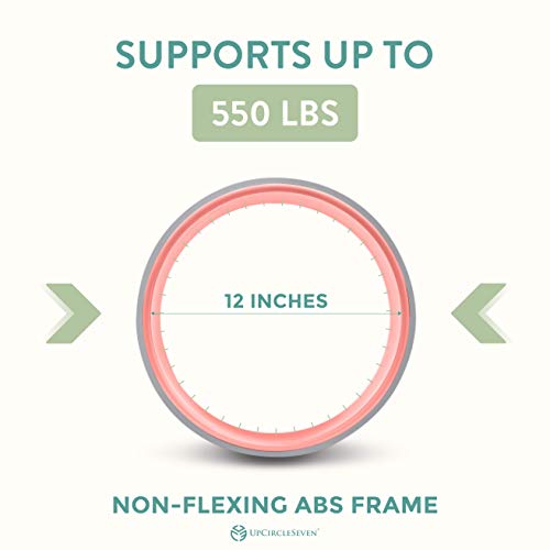 UpCircleSeven Yoga Wheel - [Pro Series] Strongest & Most Comfortable Yoga Prop Wheel - Perfect for Back Pain Stretching & Backbends, 12 x 5 in (Grey/Pink) - Thumbnail 3
