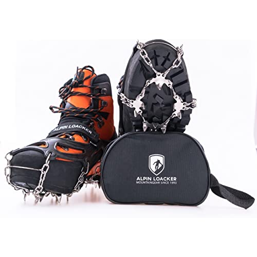 ALPIN LOACKER Chain Pro 18 Chaussures à Crampons avec chaînes à Neige en Acier Inoxydable de randonnée universels pour l'alpinisme, L 41-44