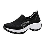 OATIPHO 1 Par Zapatos de Mujer con colchón de Aire zaptillas Running Mujer sapatillas Deportivas de Mujer Hombres Zapatillas Anchas Zapatillas Deportivas Zapatos para Correr de Malla Black