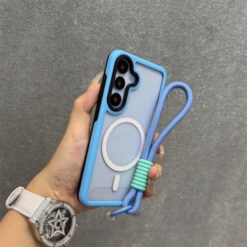 Étui acrylique pour Samsung Galaxy S24 Ultra avec dragonne de protection bleu