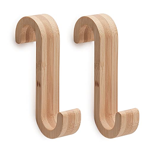 GEDY | Merlino Set da 2 Appendiabiti, Finitura Naturale, Serie Realizzata in Bambù