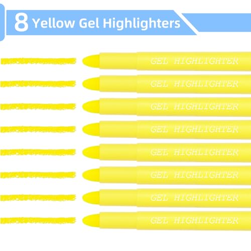 Dacono No Bleed Gel Bible Highlighters, Yellow, Pack of 8, Yellow Gel Bible Highlighters Markers Journaling Supplies, No Bleed Through For Highlighting Journal School Office - Thumbnail 2