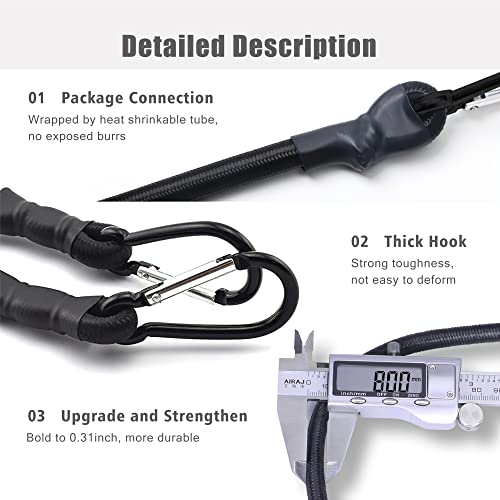 Moladri 24 Inch Bungee Cords With Carabiner Hook, Black Short Heavy Duty Elastic Tie Downs Straps, Extra Strong Lastic Rope With Length Metal Buckle For Outdoor, Camping, Luggage, Bike Rack (6 Pack) #TOP1